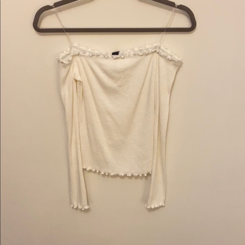 Long sleeve cropped off the shoulder top